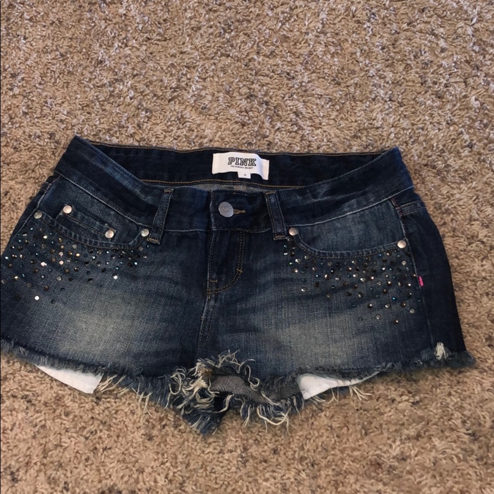 juniors victoria’s secret pink jean shorts size 0